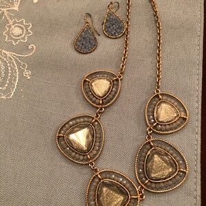 Fashion Gold and Light blue necklace set